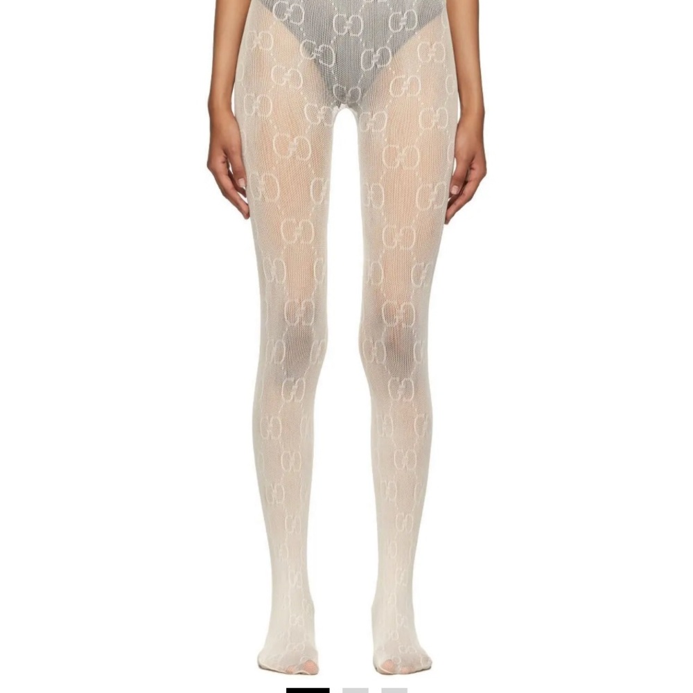Gucci Cream Logo Tights
